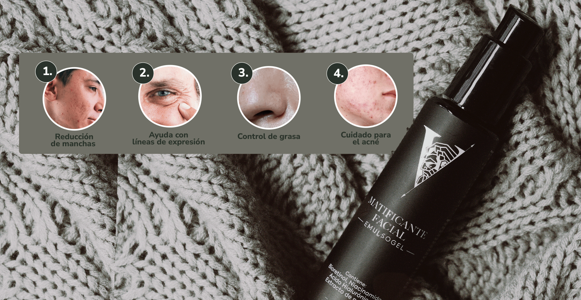 gel matificante hombre, control de brillo facial, niacinamida, piel grasa hombre, cuidado estoico.